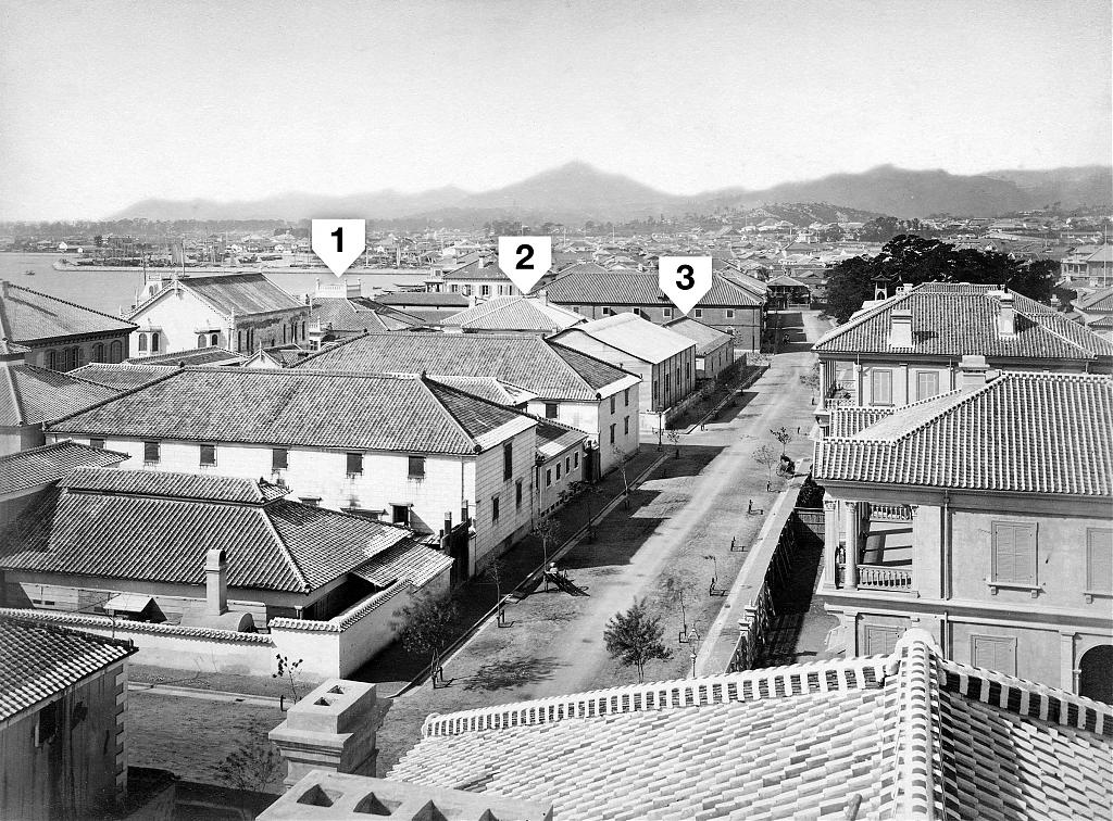 1870年代ごろの神戸外国人居留地。