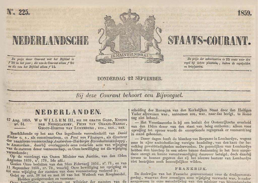 Nederlandsche Staatscourant 1859