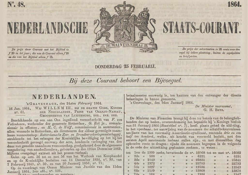 Nederlandsche Staatscourant 1864