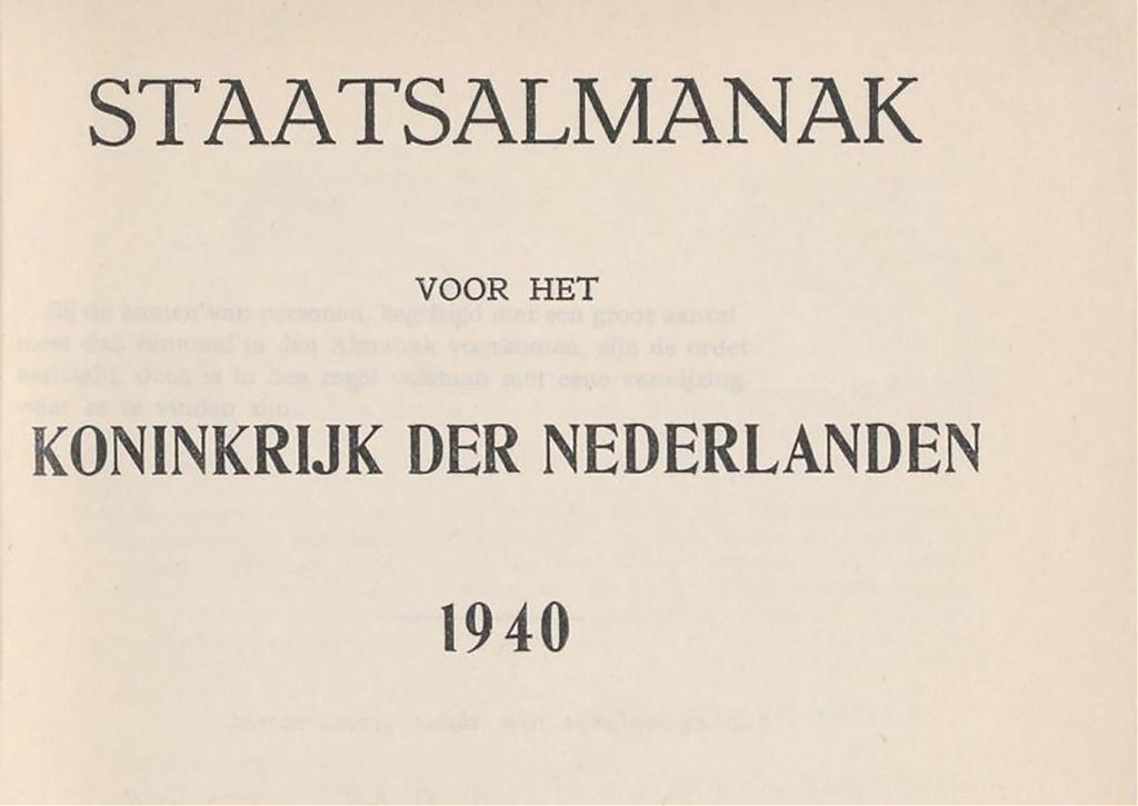 Staatsalmanak voor het Koninkrijk der Nederlanden 1940