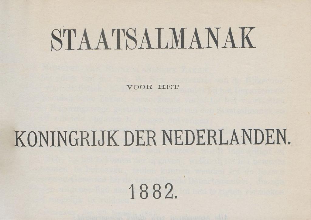 Staatsalmanak voor het Koningrijk der Nederlanden 1882