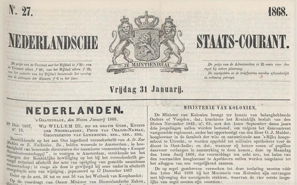 Nederlandsche staatscourant 1868