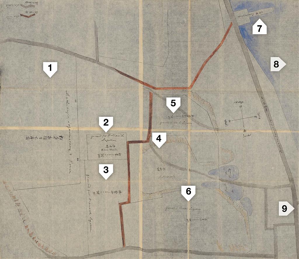 1862年の御殿山公使館計画図。