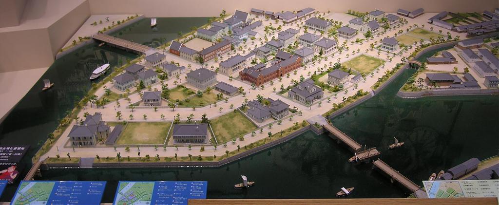 Diorama of the Kawaguchi Foreign Settlement in Osaka, ca. 1880