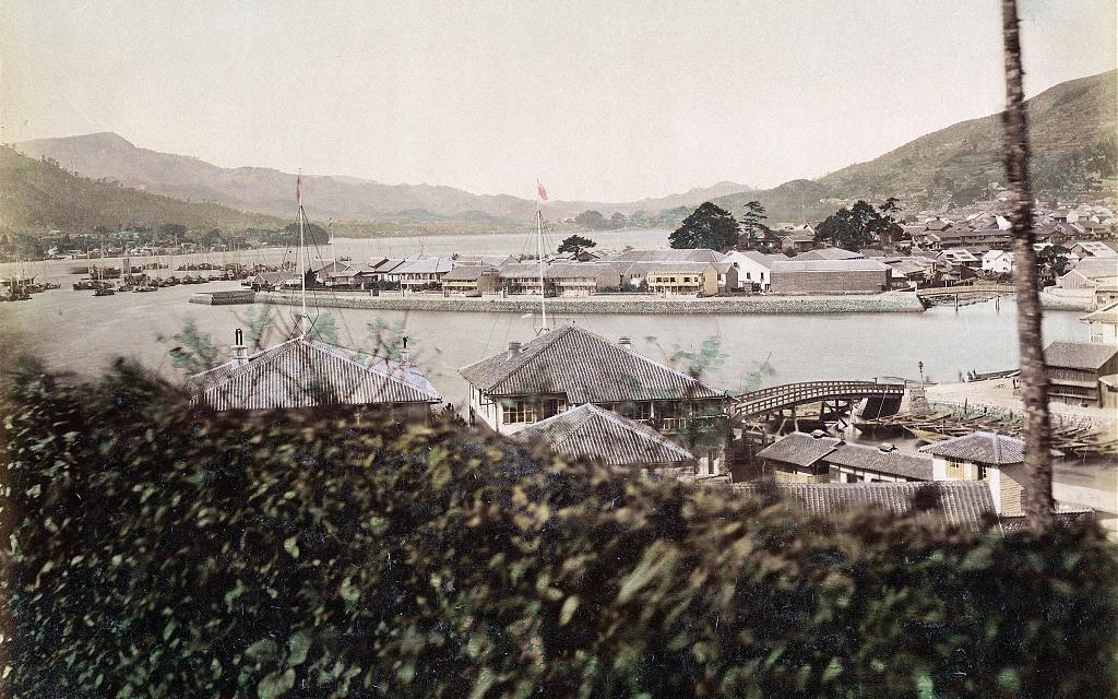 Dejima in Nagasaki Harbor, early 1870s