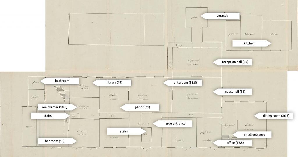 1842年~1845年ごろのカピタン部屋間取り図。