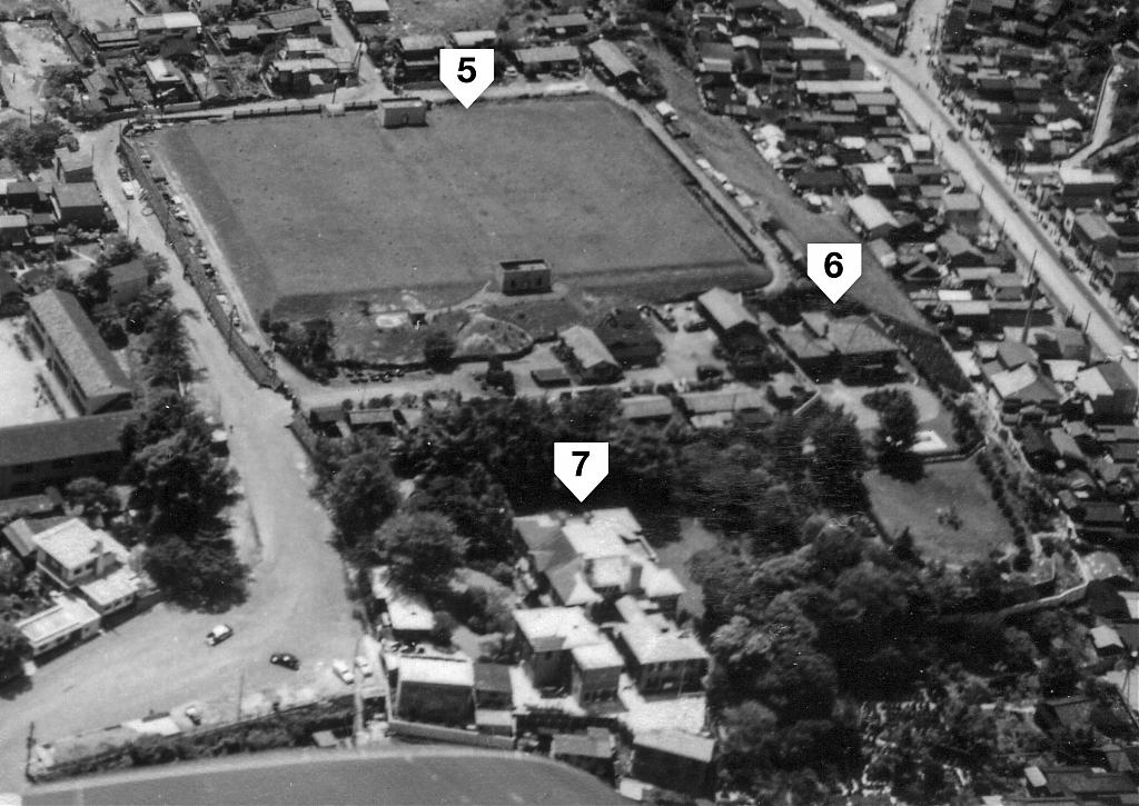 1956年のオランダ大使館付近の航空写真。