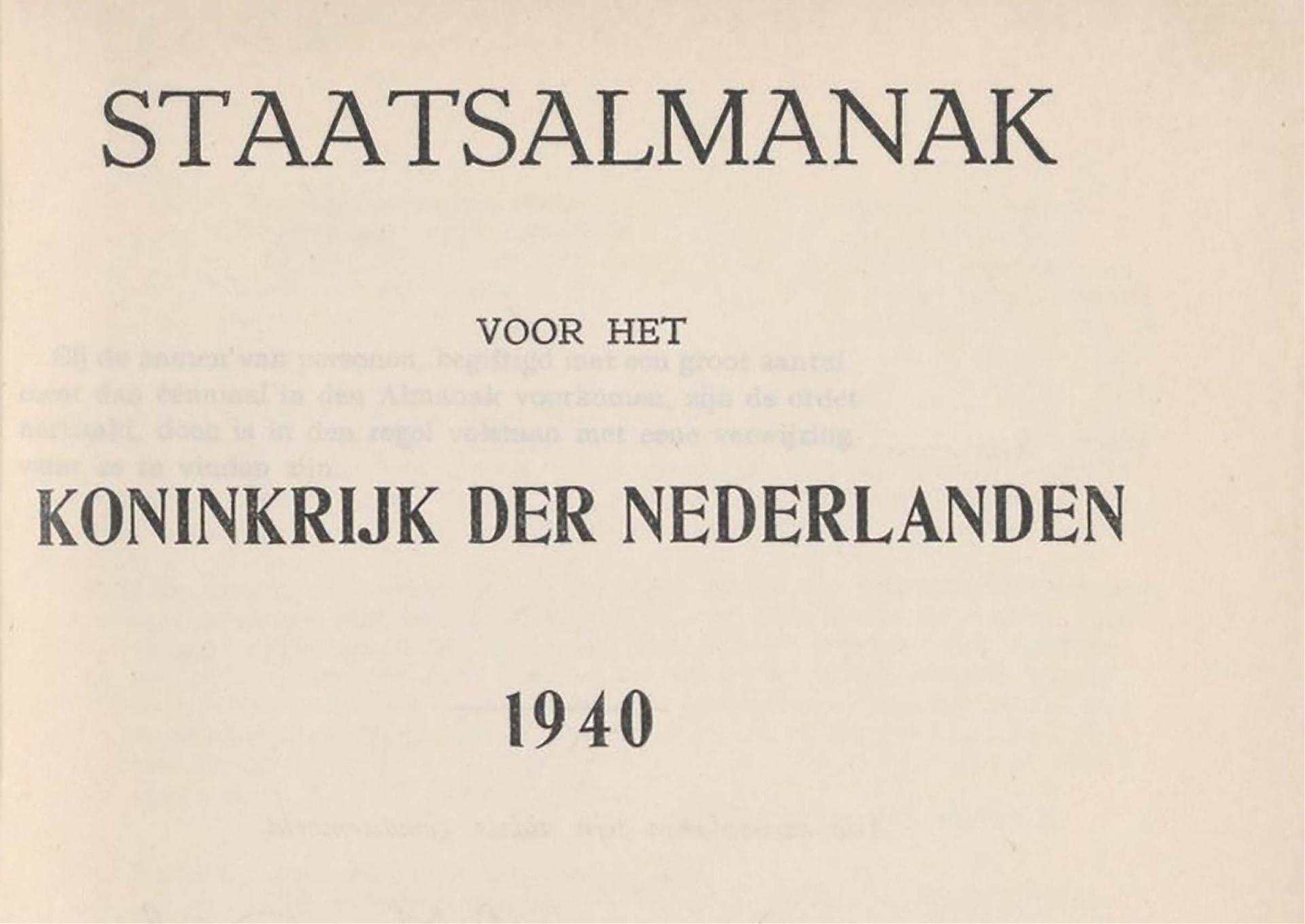 Staatsalmanak voor het Koninkrijk der Nederlanden 1940