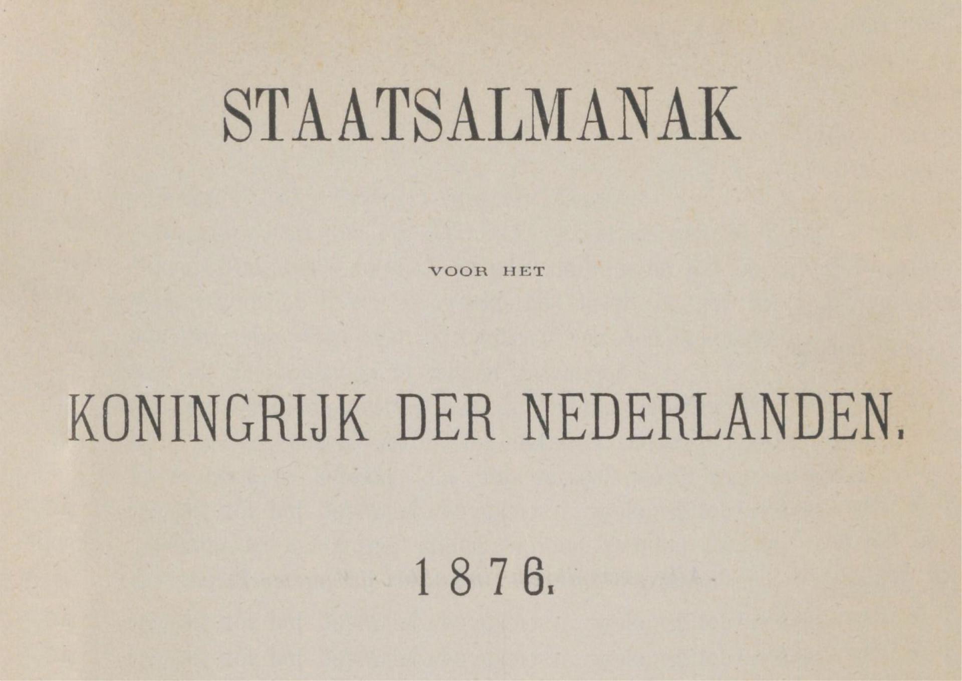 Staatsalmanak voor het Koningrijk der Nederlanden 1876