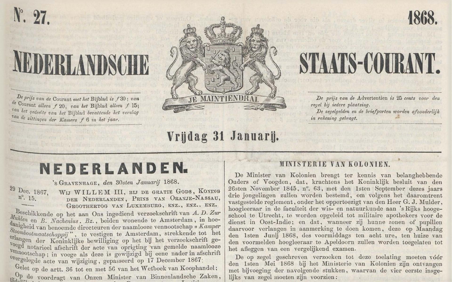 Nederlandsche staatscourant 1868